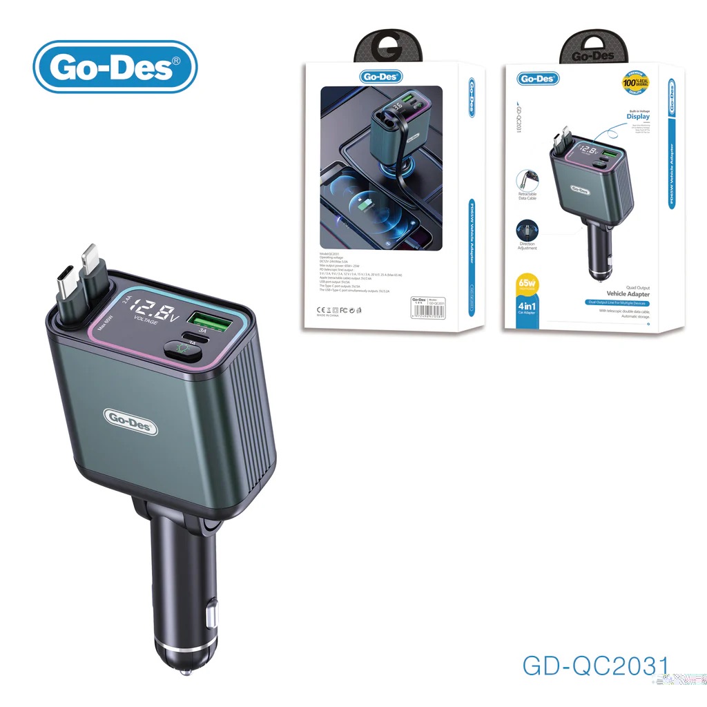 شارژر فندکی 65 وات گو-دس مدلGD-QC2031