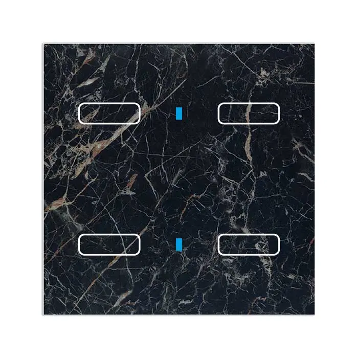 کلید هوشمند QUBIK MARBLE Glass keypad 4 buttons 80X80 Black