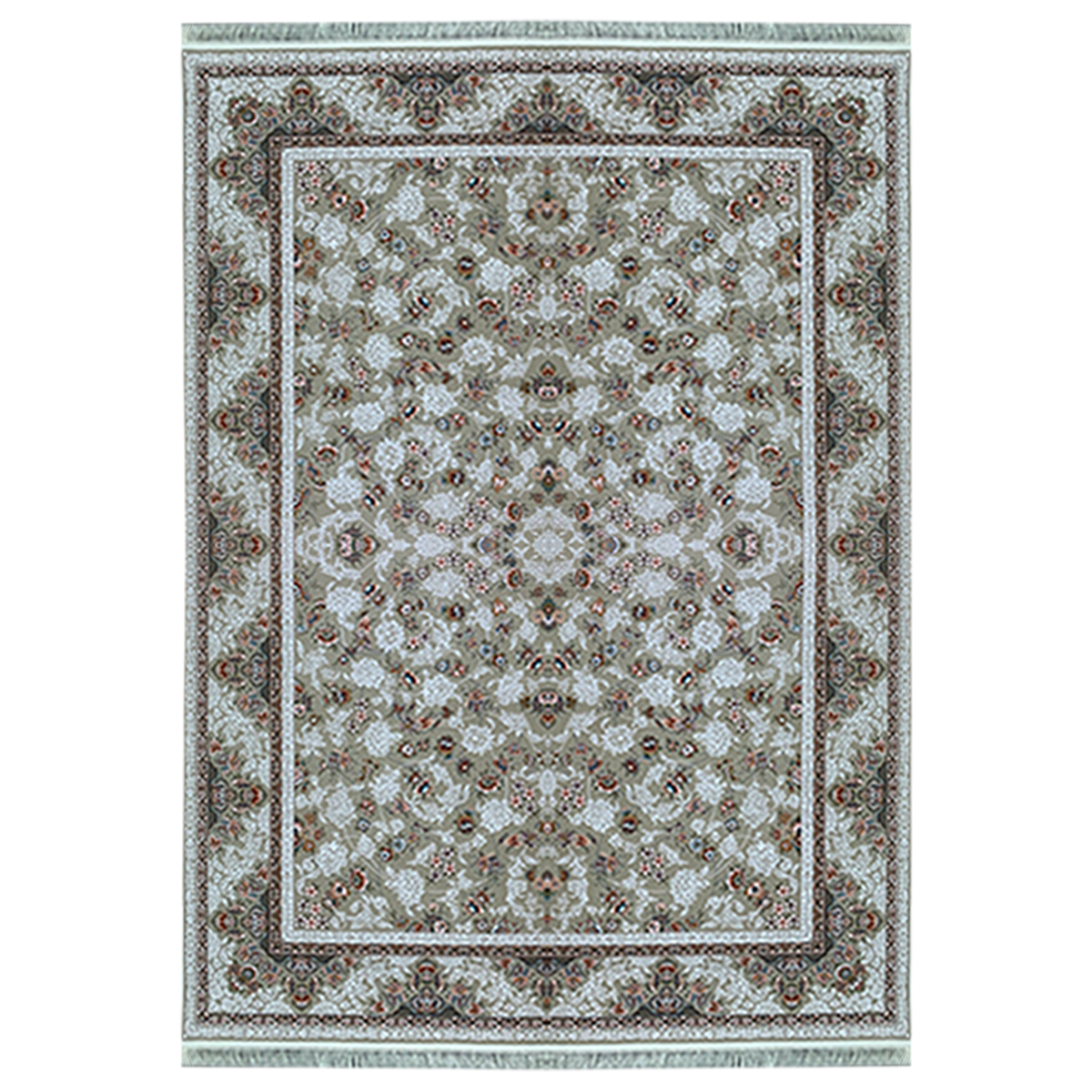 فرش ماشینی 1200 شانه طرح افشان نسکافه ای گل برجسته HB12-607