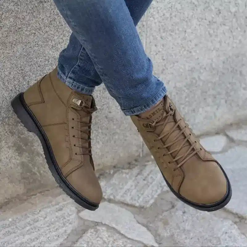 نیم بوت مردانه کرمی بندی روزمره کلاسیک با بهترین کیفیت