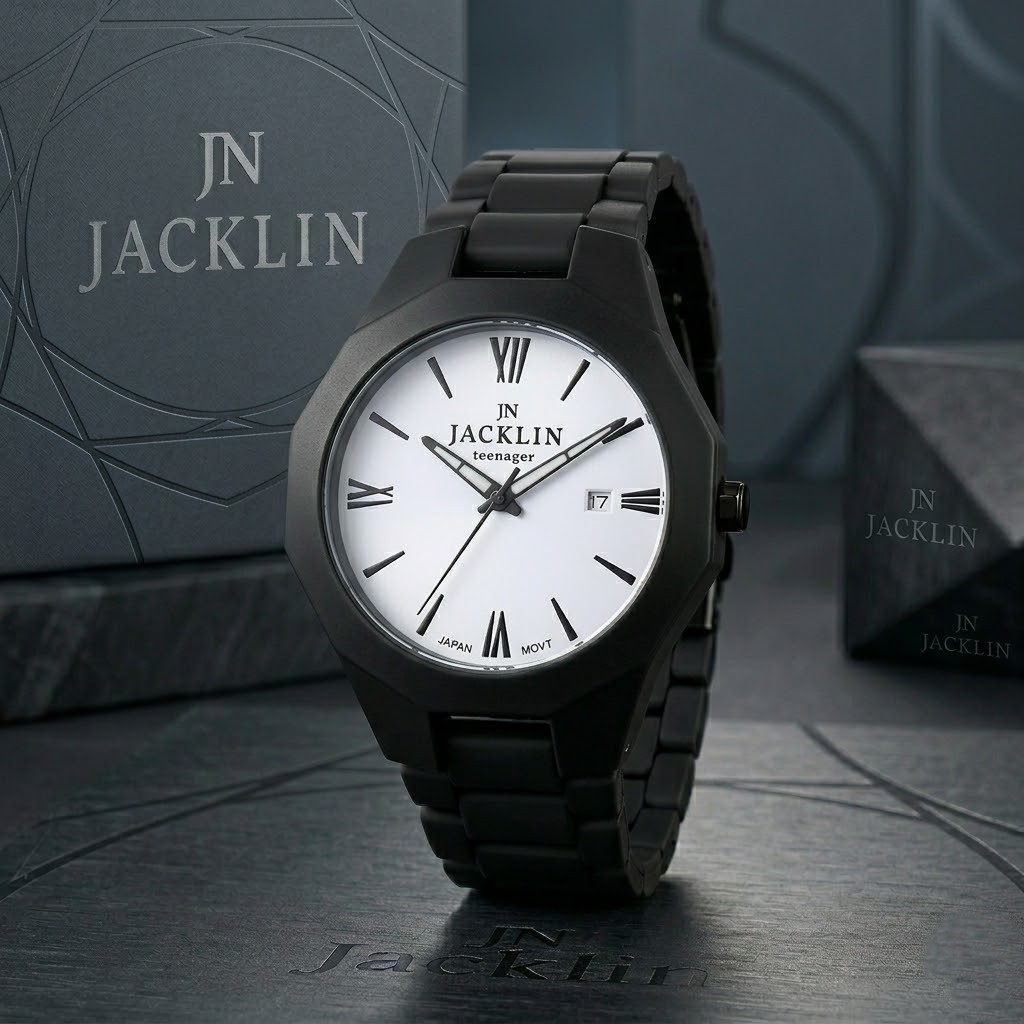 ساعت مچی کلاسیک جاکلین JN-1399530M مشکی-سفید کد WH588 (p)
