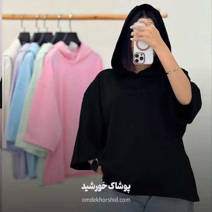 تیشرت باکسی کلاه دار