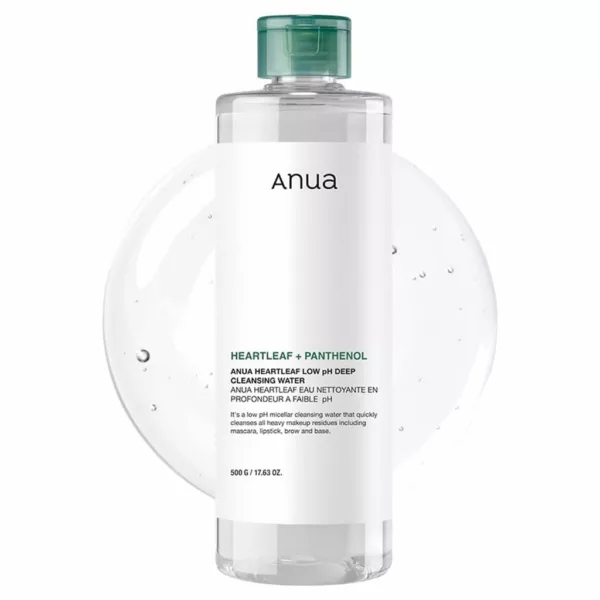 میسلار آنوا deep cleansing پاکسازی عمیق حجم 500 میل Low PH ANUA Heartleaf Low pH Deep Cleansing Water