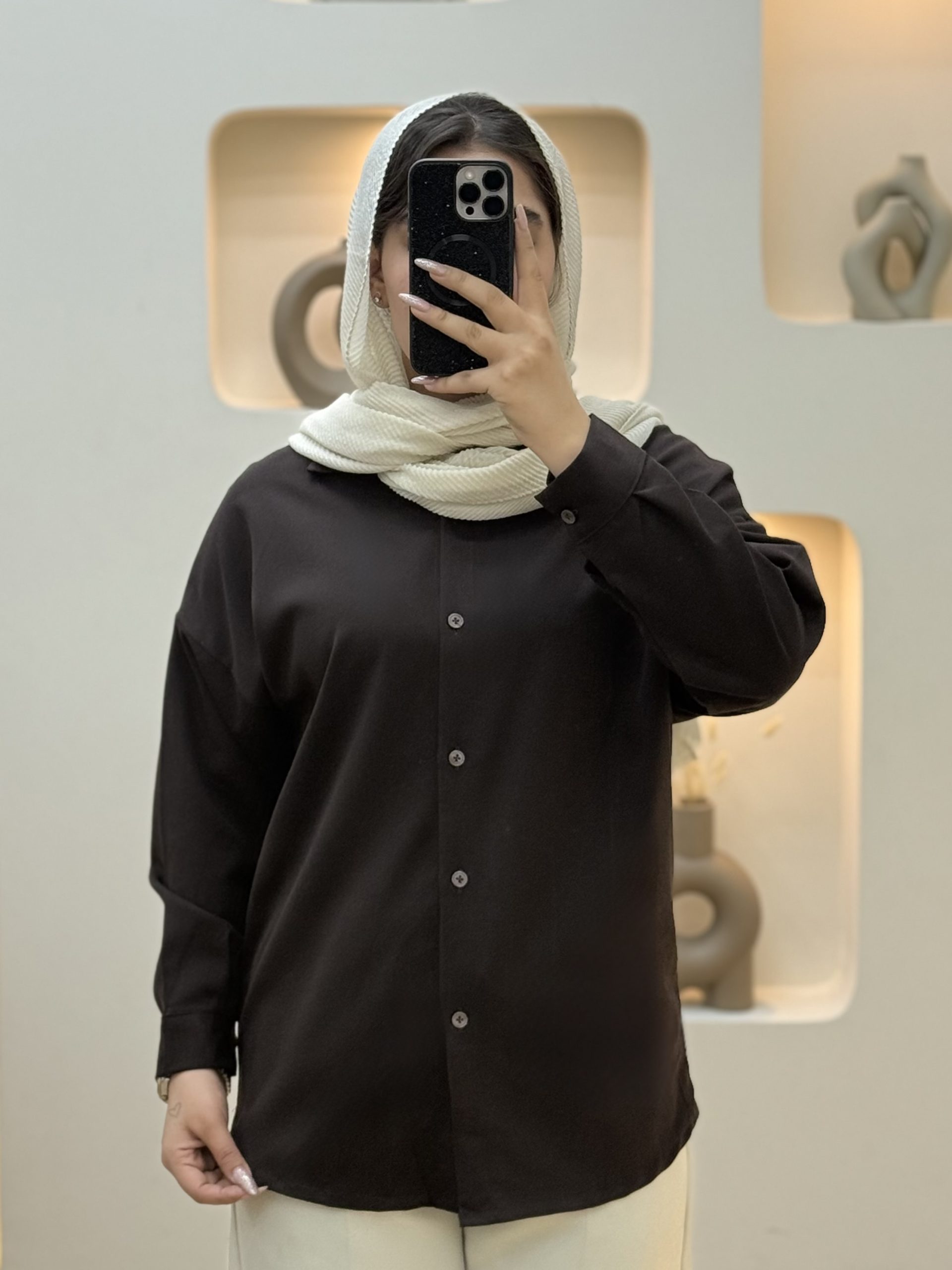 شومیز کتان پیچ تک جیب-210286