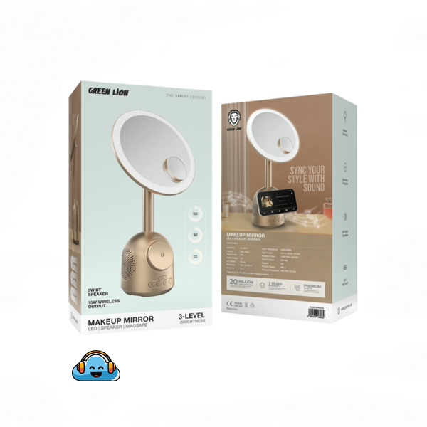 آینه آرایش با بلندگو و شارژر مگ سیف گرین لاین Green Lion Makeup Mirror with Speaker and MagSafe Charger
