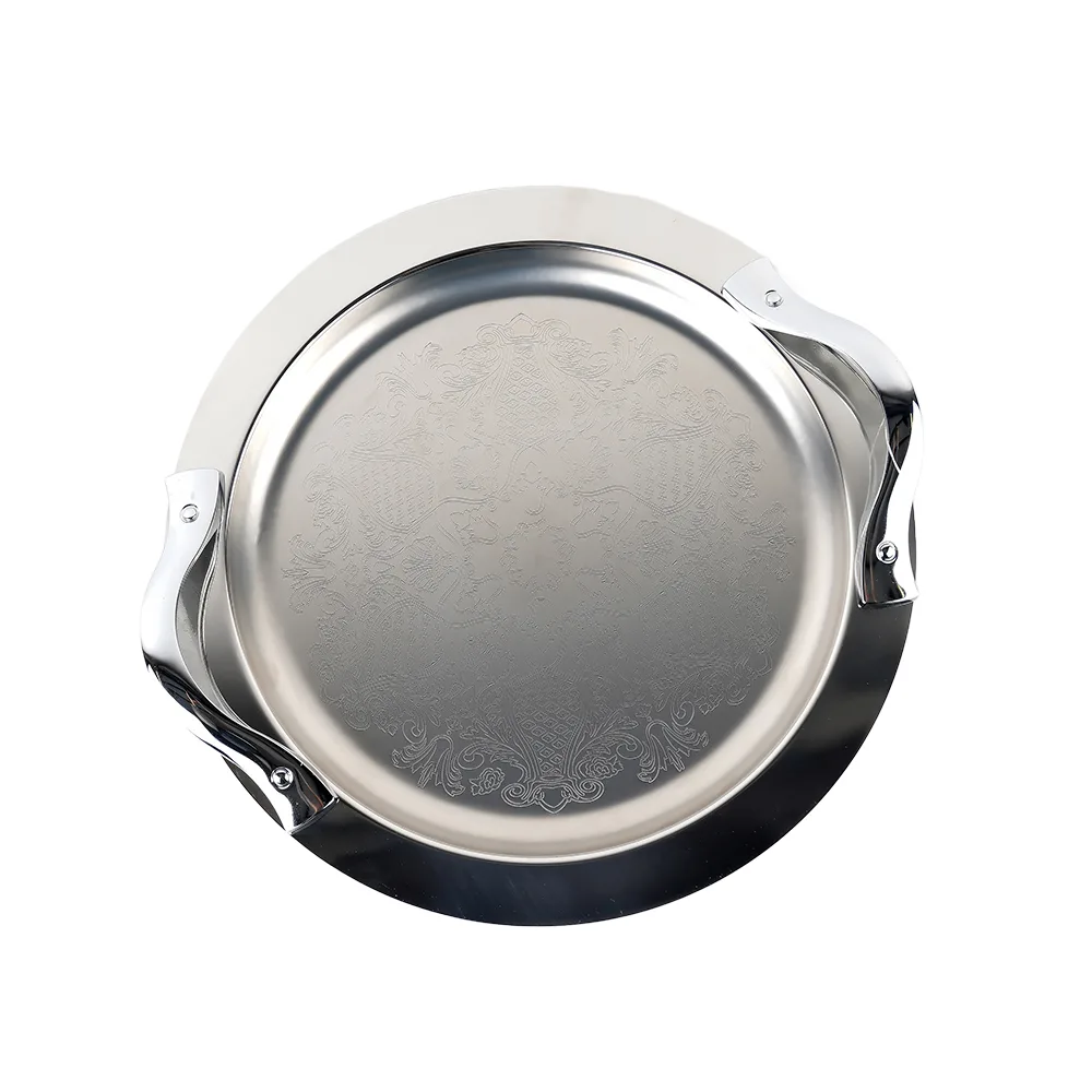 سینی استیل گرد گلدار SOLE- 1457P