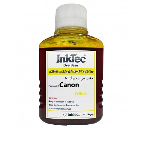جوهر 100ml اینکتک داخلی زرد پرینتر کانن InkTec 100ml Yellow Canon