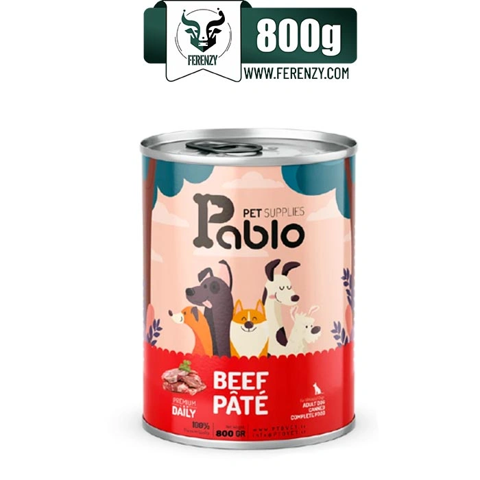 کنسرو سگ بالغ پابلو طعم گوشت گاو مدل پته وزن 800 گرم Pet Supplies Pablo Beef