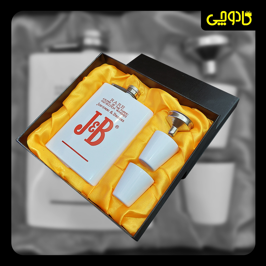 ست هیپ فلاسک (قمقمه جیبی)طرح J&B همراه با دو شات