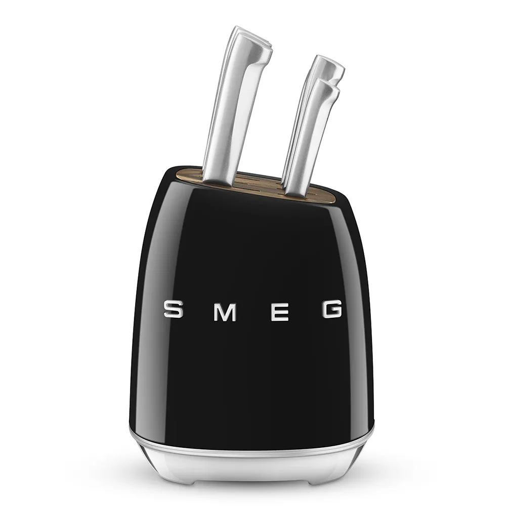 ست چاقو اسمگ مشکی مدل KBSF01 | SMEG 7-Piece Knife Block Set KBSF01