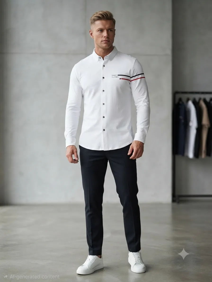 پیراهن مردانه مشکی TOMMY - سفید, M