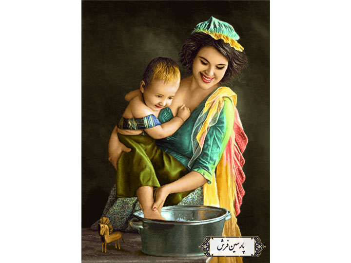 نخ و نقشه کامپیوتری تابلو فرش مادر و نوزاد - کد NC6330