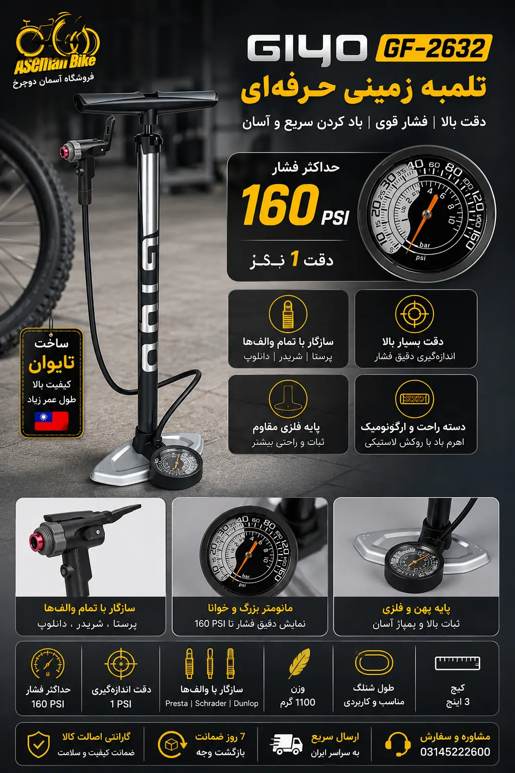 تلمبه زمینی Giyo GF-2632 پمپ ایستگاهی فشار بالا 160 PSI