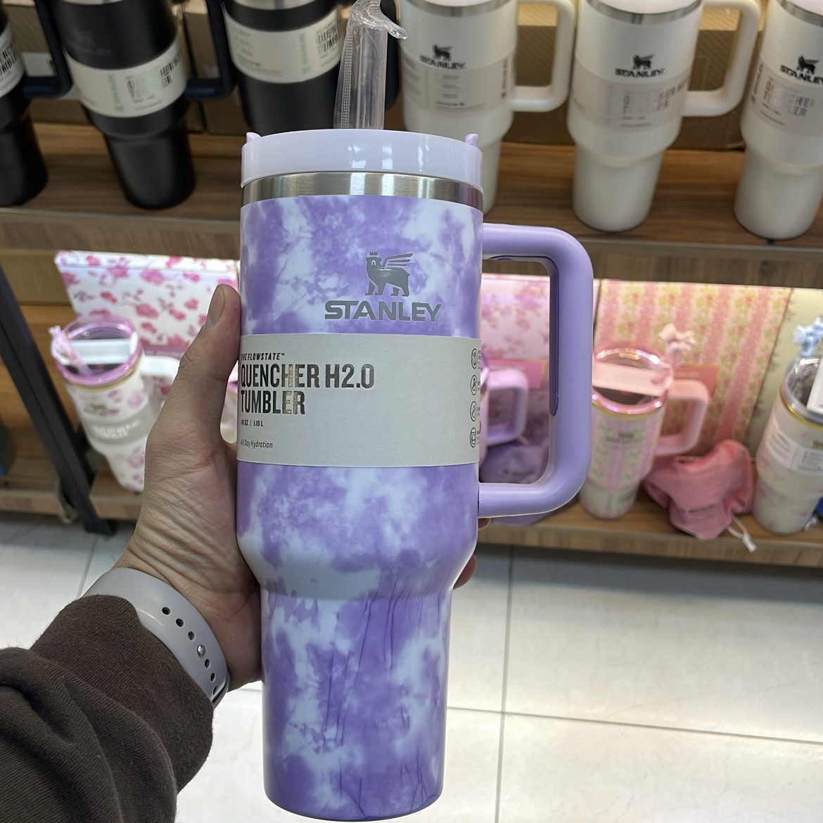 ماگ استنلی تامبلر ماربل بنفش اورجینال | Quencher H2.0 FlowState 1.18L