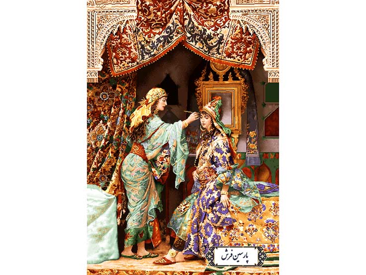 نخ و نقشه تابلو فرش آرایشگر شرقی - کد NF2171