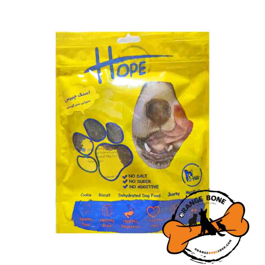 تشویقی اسنک چیپس سیرابی سبز گوساله مخصوص سگ Hope (50 گرم)