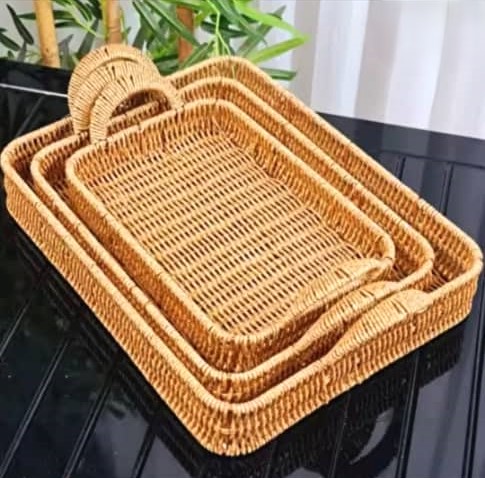 ست ۳ عددی سینی حصیری مستطیل چین