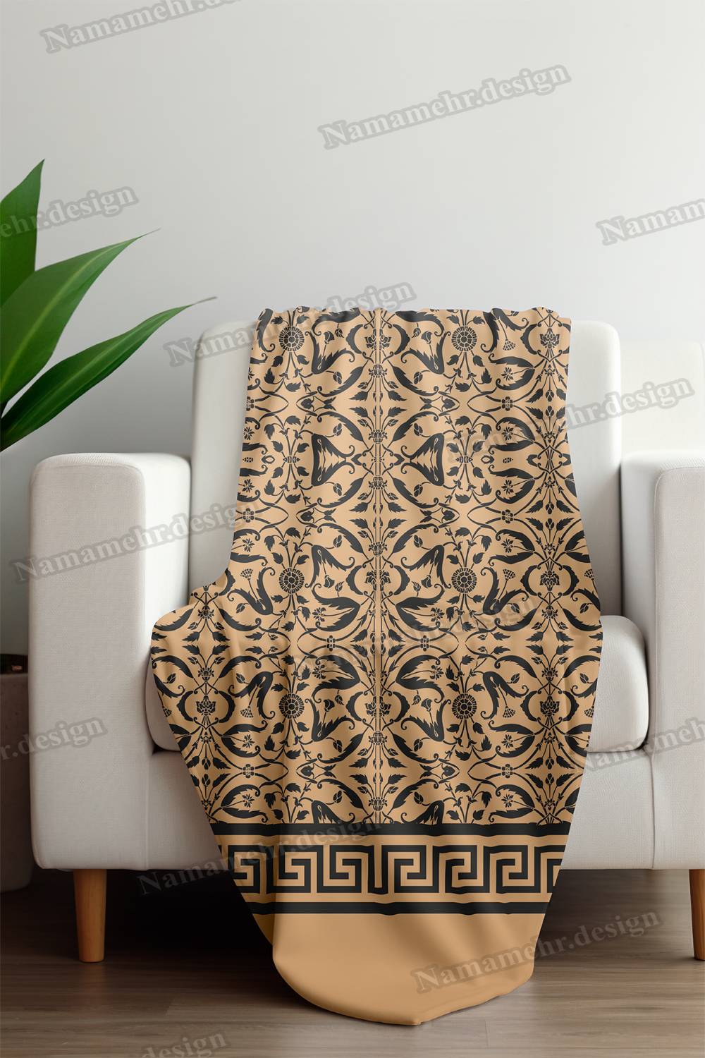 شال مبل طرح کاسیک رنگ کرم کد L051