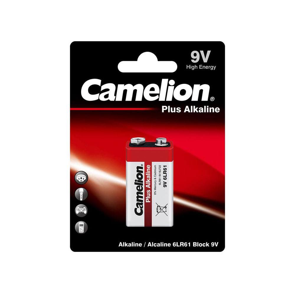 باتری قلمی کملیون مدل 9 ولت آلکالاین کارت 1 عددی Camelion Plus Alkaline 9-volt Battery 1 Pack
