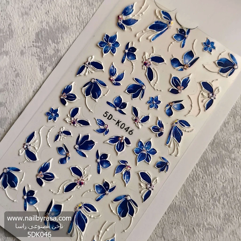 لنز و استیکر [اسلایدر] برجسته ناخن راسا طرح گل و پروانه کد 5DK046