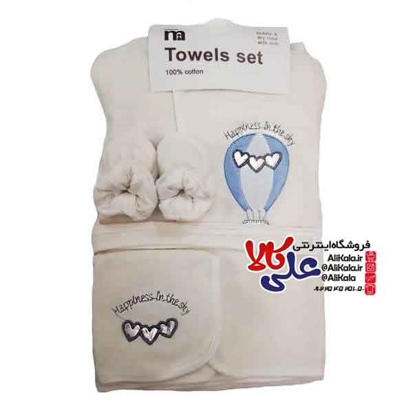 ست 5 تکه حوله نوزادی مادرکر طرح بالون کد mathercare 02