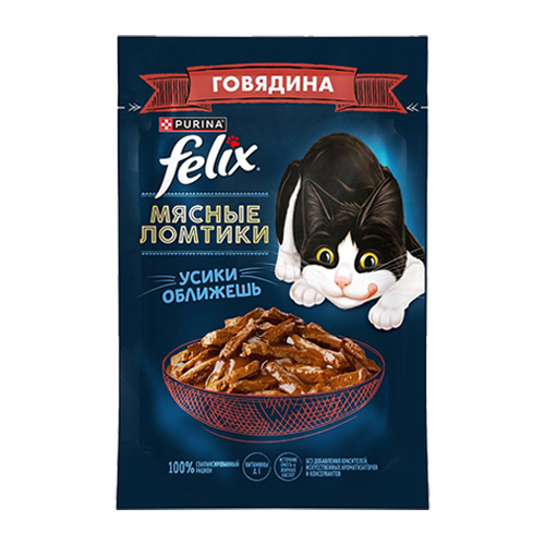 پوچ گربه فلیکس Felix Meat Slices Duck in Sauce طعم اردک دودی در سس وزن 75 گرم