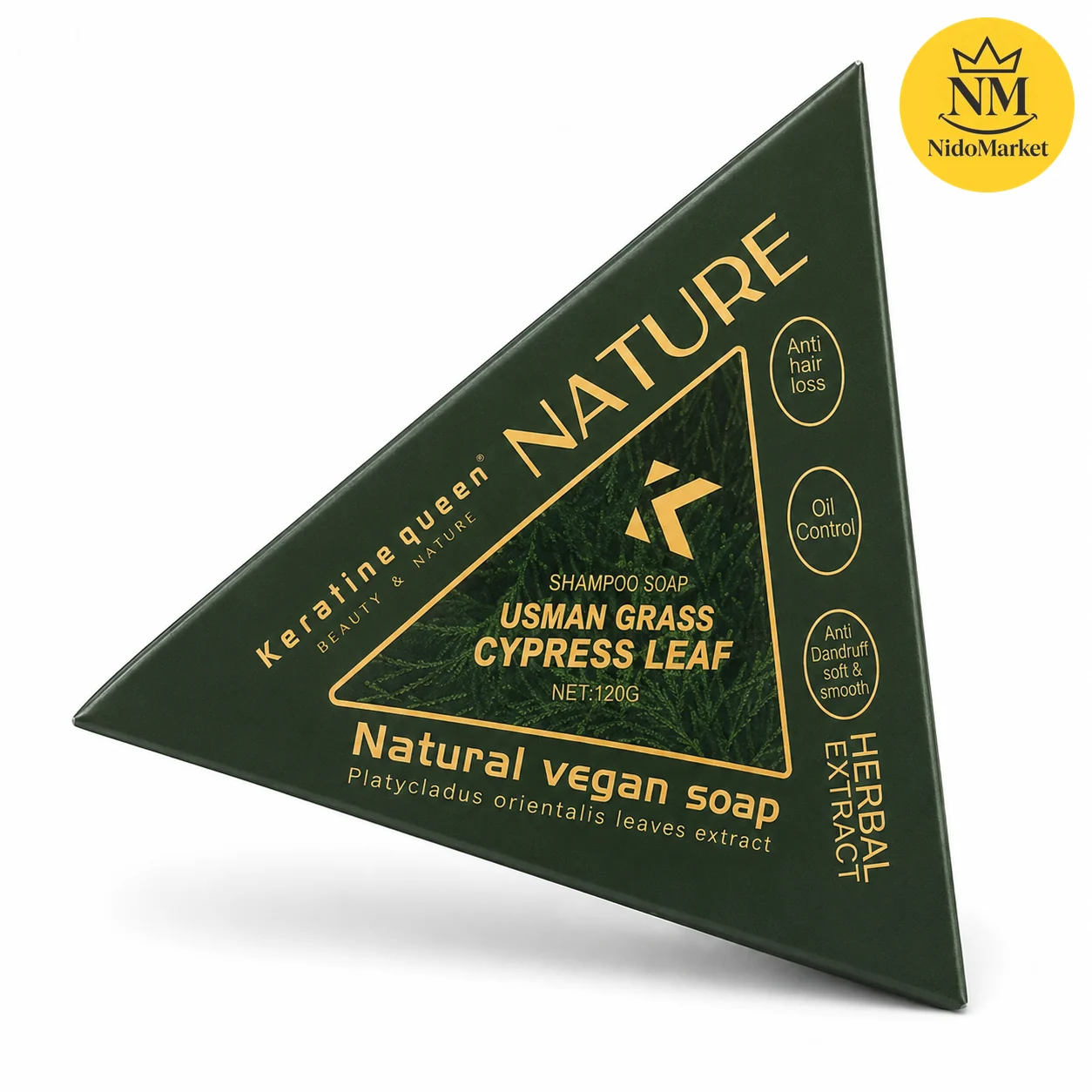 صابون شامپو کراتین کویین عثمان گرس و برگ سرو 120 گرم Nature