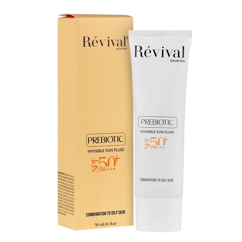 ضد آفتاب فلوئید پوست چرب SPF50 رویوال -Revival Prebiotic Invisible Sunscreen Fluid For Combination to Oily Skin