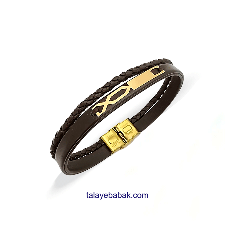 دستبند چرم و طلا DA016
