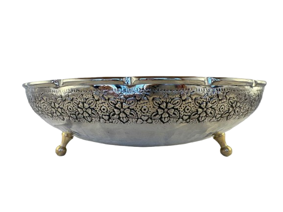 میوه خوری سفید طرح گلدار سه پایه