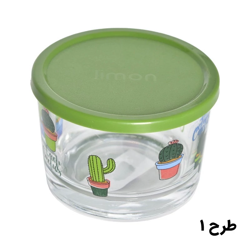 ظرف شیشه ای دربدار 190 میلی لیتر چاپدار لیمون کد 206835 - کاکتوس 1