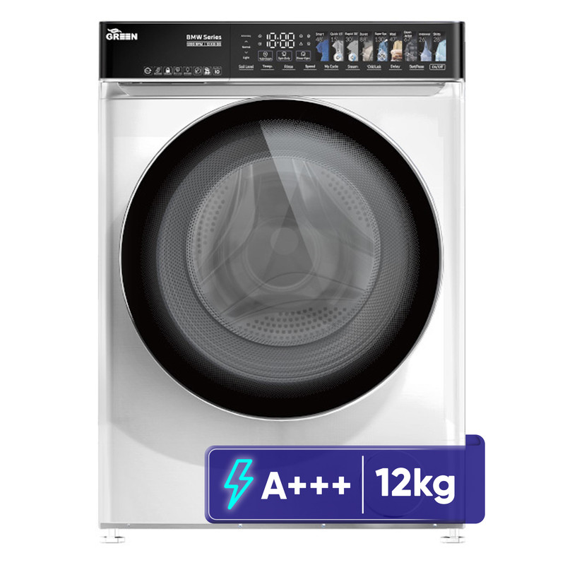 ماشین لباسشویی 12 کیلوگرم اتوماتیک گرین مدل GWM120DD1200BMW-W - نقره ای