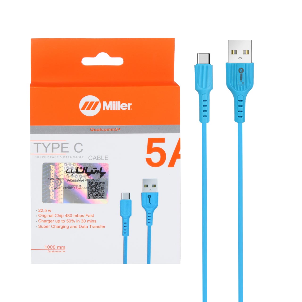 کابل شارژ سوپر فست Miller Type-C مدل CA-1122