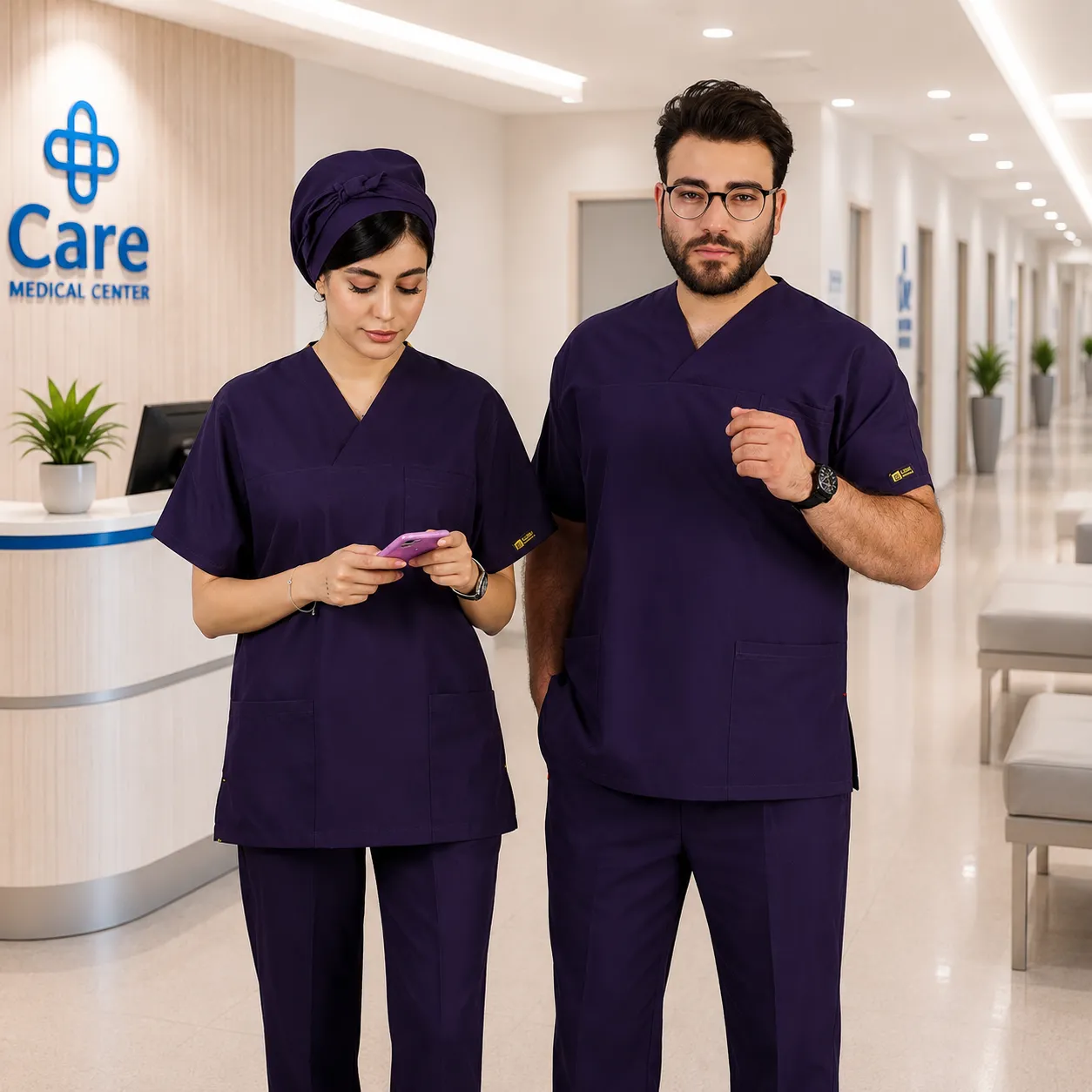 اسکراب شلوار مدل(Cizgi Medical) بادمجونی