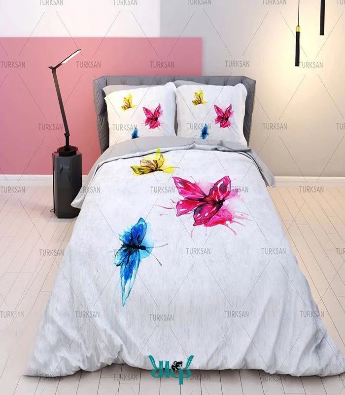 روتختی سفید طرح پروانه دونفره کد d382