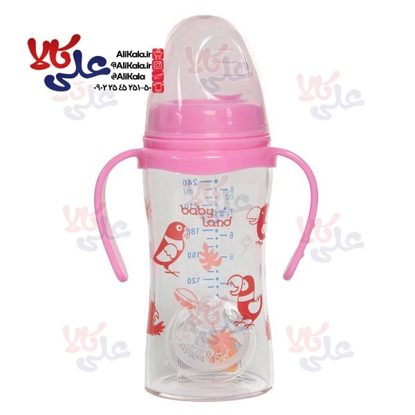 شیشه شیر پیرکس دسته دار بیبی لند مدل 494/493 ظرفیت 240میل