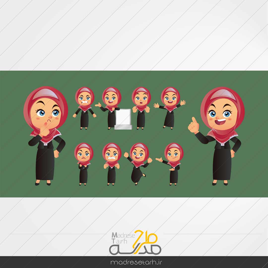 مجموعه کاراکترکارتونی دانش آموز باحجاب