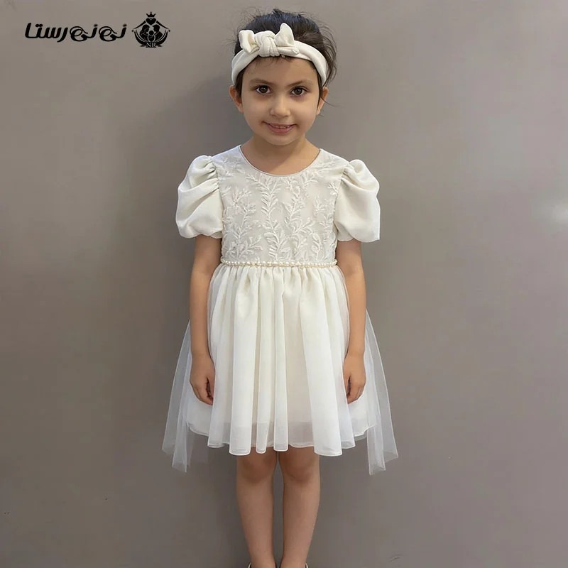 پیراهن سفید مزونی نوری کد 833