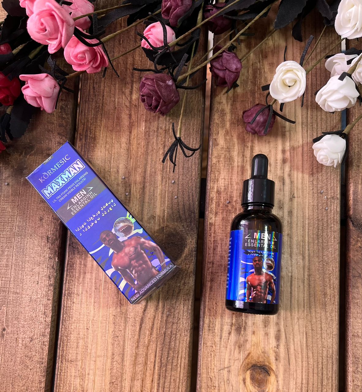 روغن حجم دهنده فوری و افزایش سایز اقایان maxman از برند معروف kormesic حجم 30 میل اورجینال
