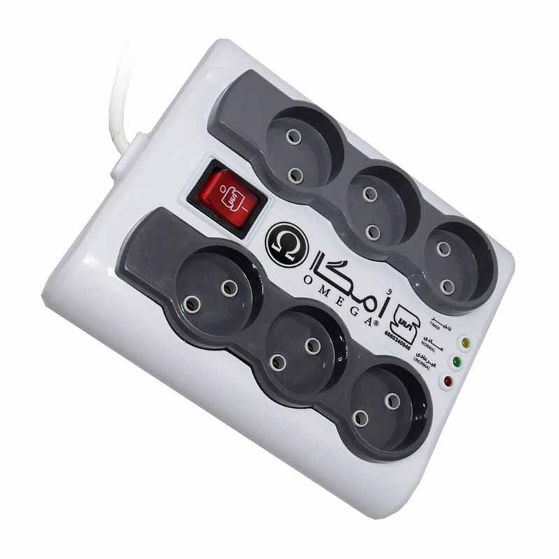 محافظ برق شش خانه 3 متری امگا مدل P6000
