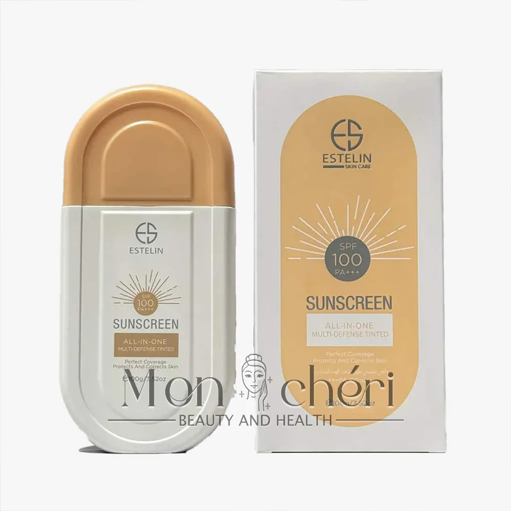 ضدآفتاب استلین رنگی و فوق سبک آبرسان و ضدلک 100 گرم Estelin Invisible Sunscreen SPF100 +++PA