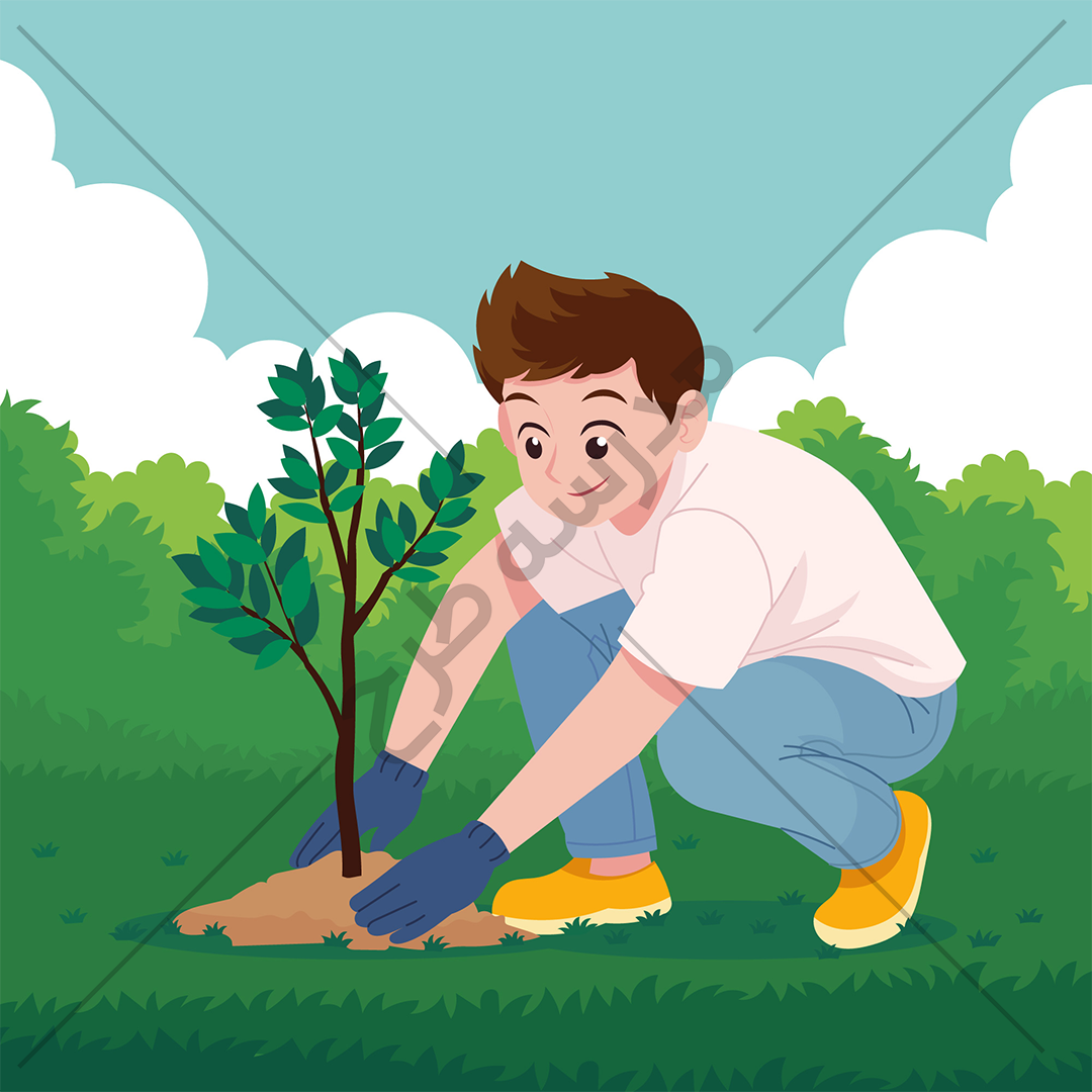 وکتور روز درخت کاشتن