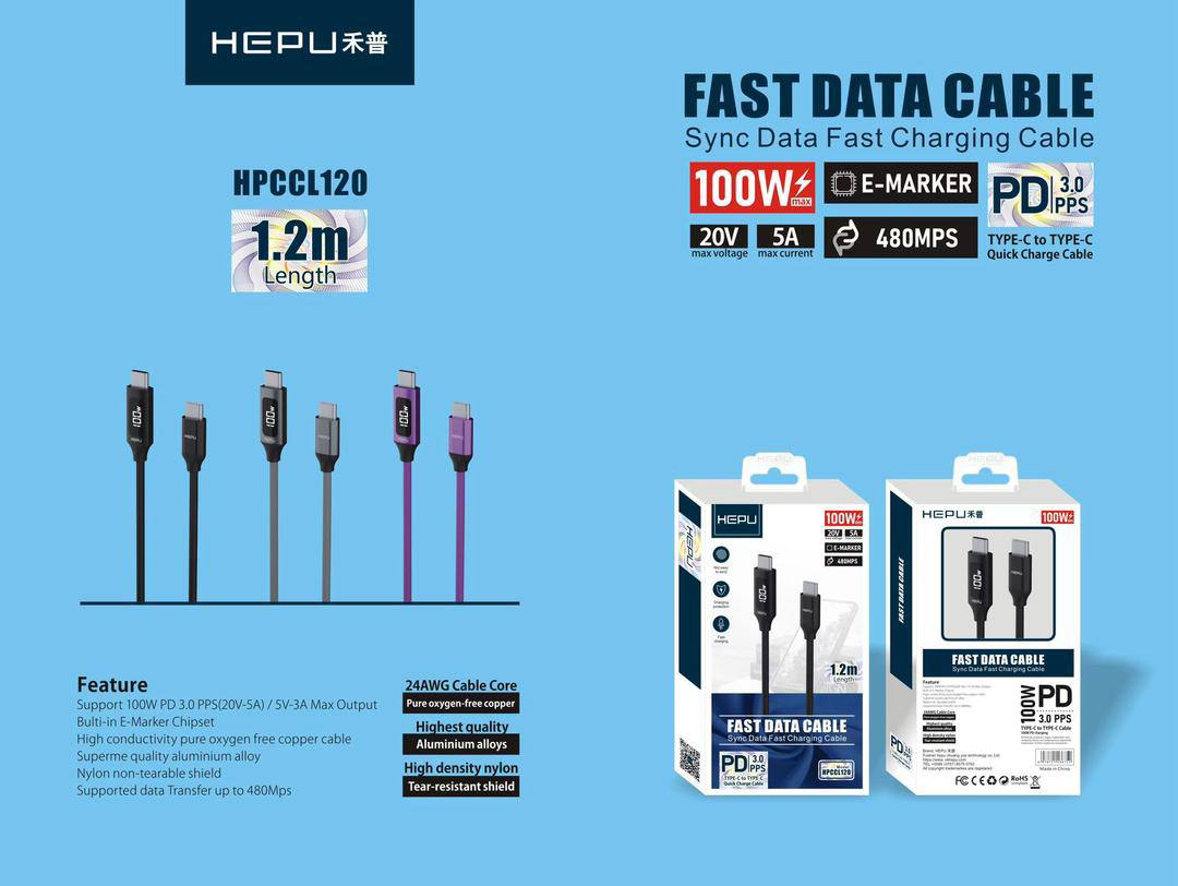 کابل اورجینال هیپو fast data cable Hepu Hp_ccL120