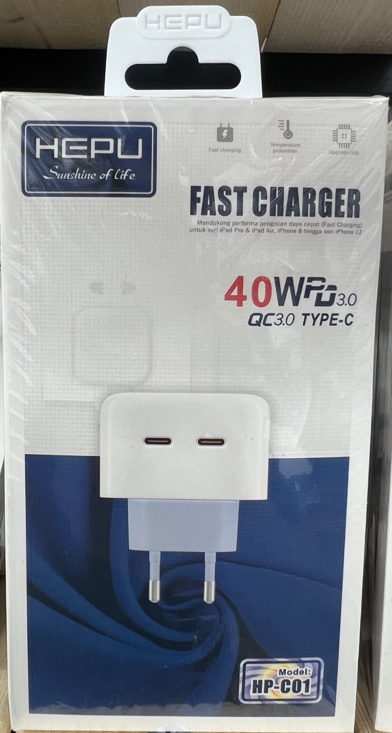 شارژر برق ۴۰ وات اورجینال هیپو Hepu Hp_ c01 گارانتی ۶ ماه