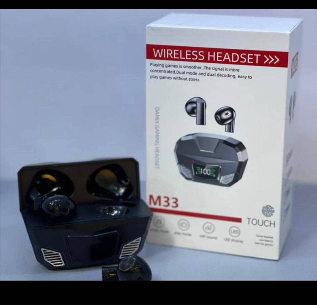 هندزفری بلوتوثی مدل M33 به همراه پاوربانک فعال Bluetooth hands-free model M33 with active power bank