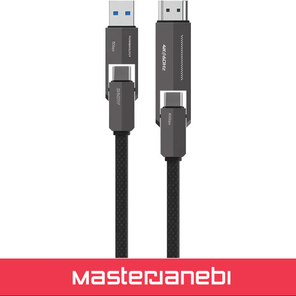 کابل شارژ و انتقال داده 4در1 پاورولوژی POWEROLOGY 4 IN 1 C & C TO HDMI PCAB034BK
