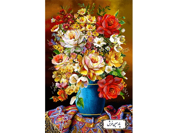 نخ و نقشه تابلو فرش گل و گلدان زیبا - کد NG1608
