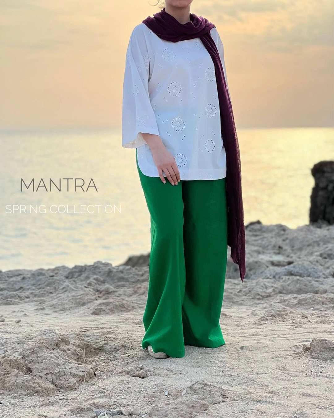 شلوار لینن زنانه سبز مدل دالیا
