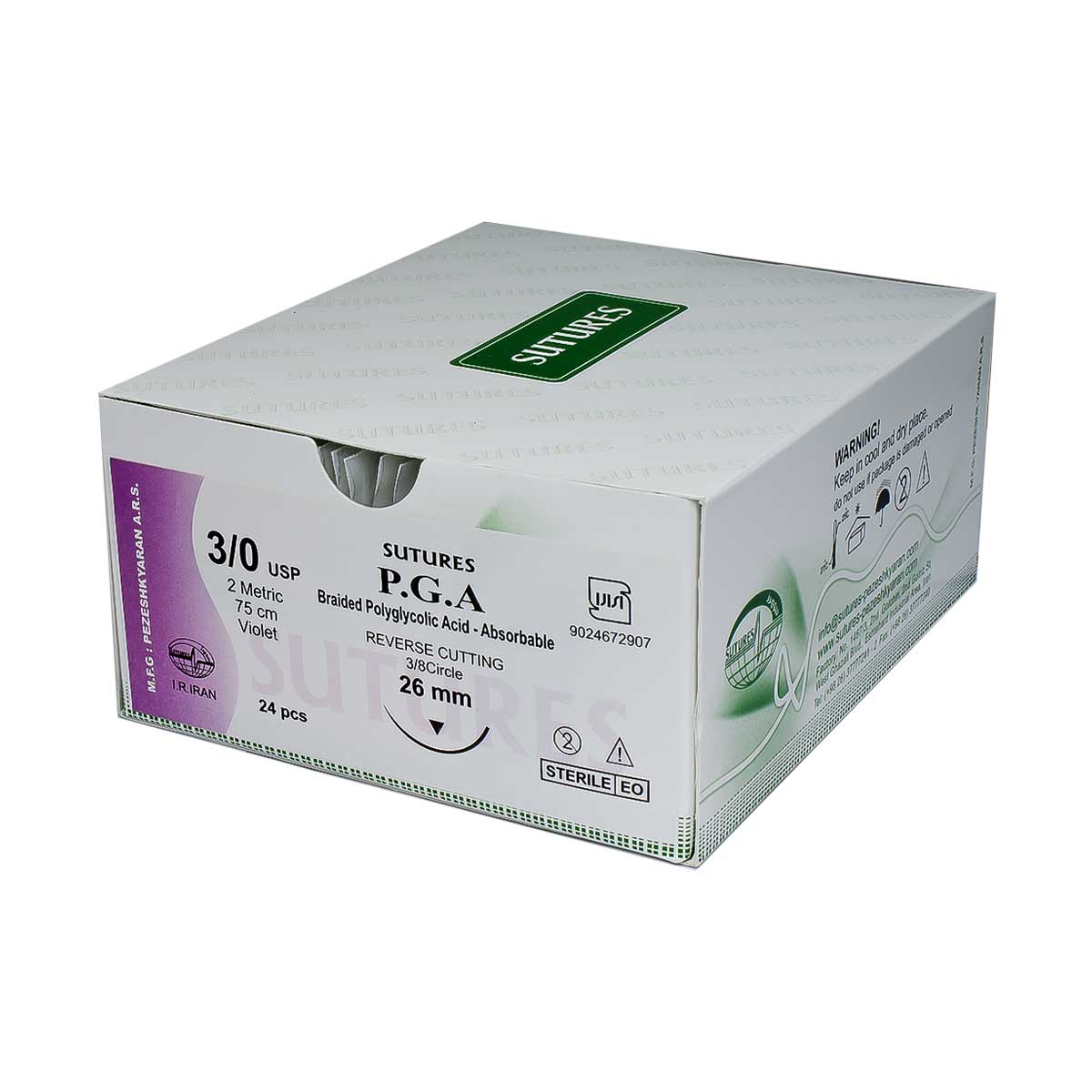 نخ بخیه ویکریل (جذبی) 24 عددی سوچرز P.G.A Surgical Sutures
