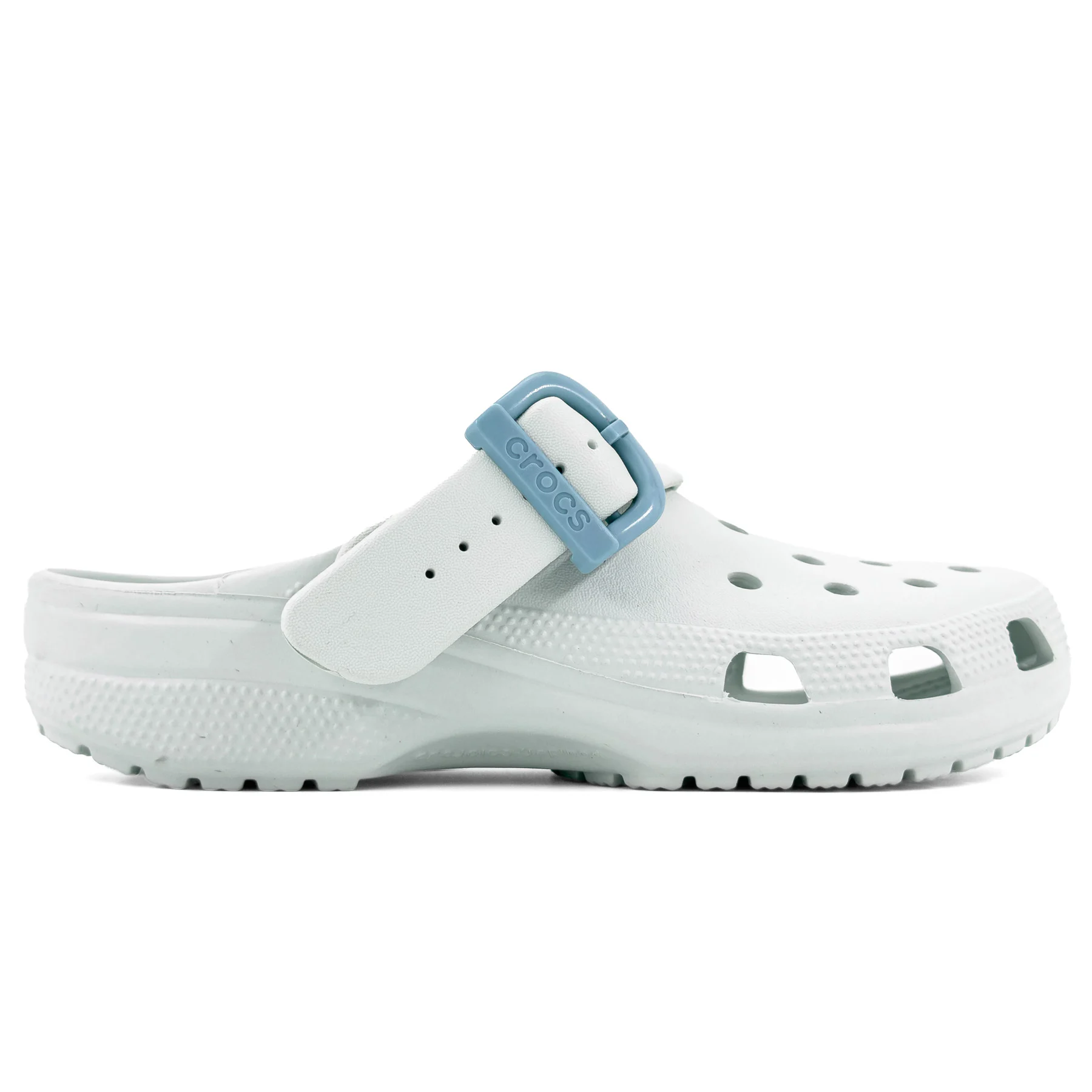 کراکس Classic Enamel Buckle سفید یخی با سگک آبی اورجینال | Crocs